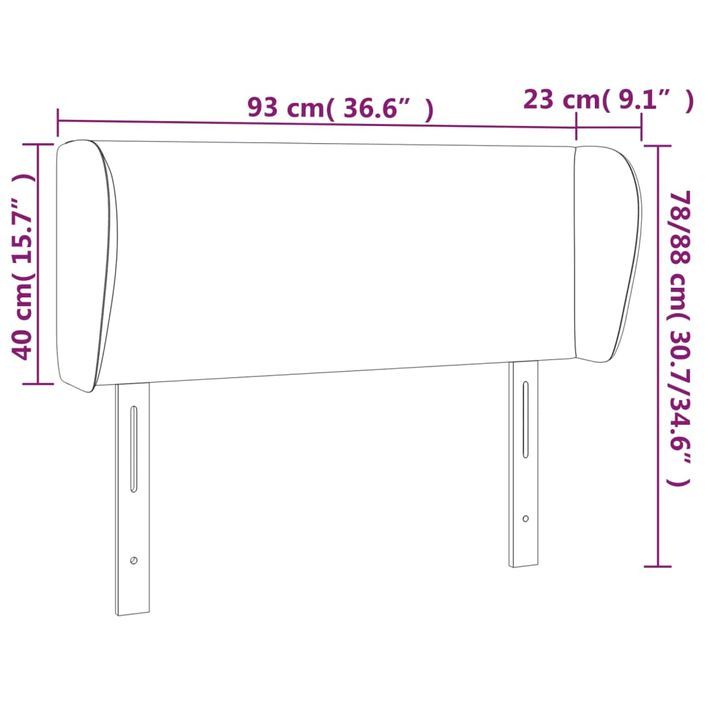 Tête de lit avec oreilles Gris clair 93x23x78/88 cm Tissu - Photo n°9