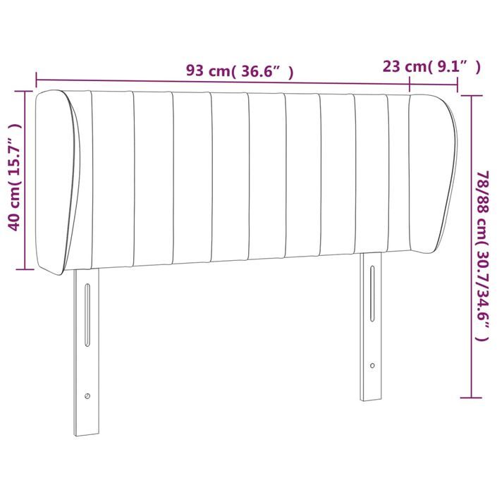 Tête de lit avec oreilles Gris clair 93x23x78/88 cm Tissu - Photo n°9