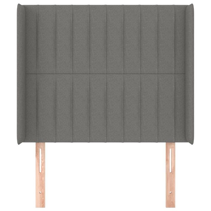 Tête de lit avec oreilles Gris foncé 103x16x118/128 cm Tissu - Photo n°3