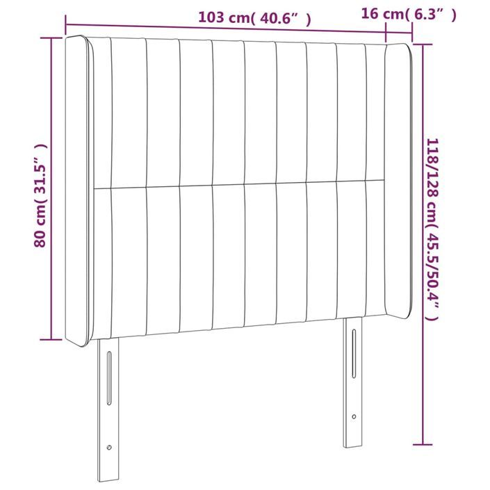 Tête de lit avec oreilles Gris foncé 103x16x118/128 cm Tissu - Photo n°9