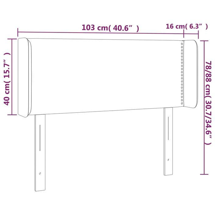 Tête de lit avec oreilles Gris foncé 103x16x78/88 cm Tissu - Photo n°9