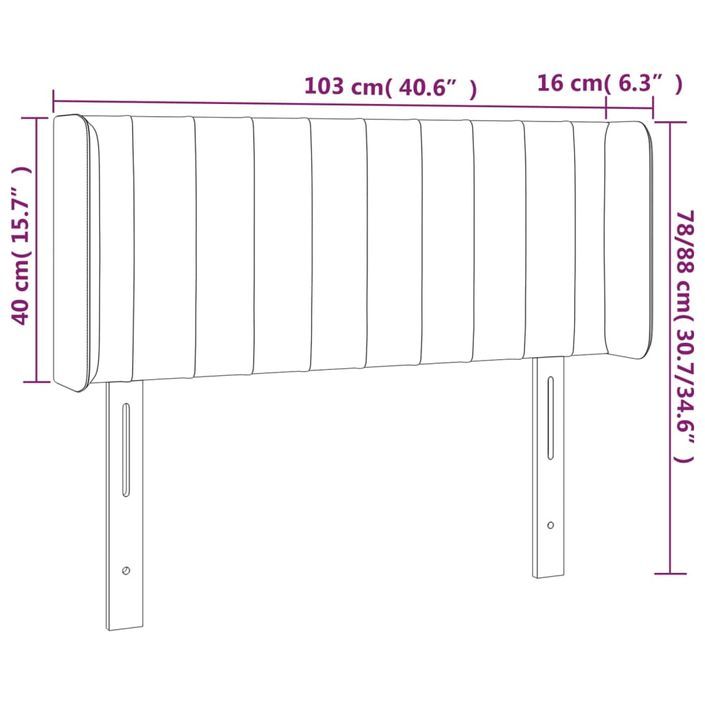 Tête de lit avec oreilles Gris foncé 103x16x78/88 cm Tissu - Photo n°9