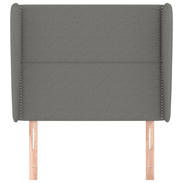 Tête de lit avec oreilles Gris foncé 103x23x118/128 cm Tissu - Photo n°3