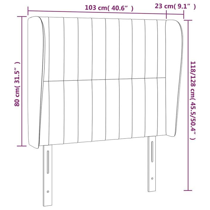 Tête de lit avec oreilles Gris foncé 103x23x118/128 cm Tissu - Photo n°9