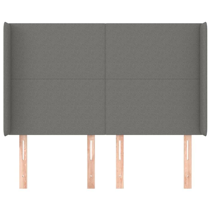 Tête de lit avec oreilles Gris foncé 147x16x118/128 cm Tissu - Photo n°3