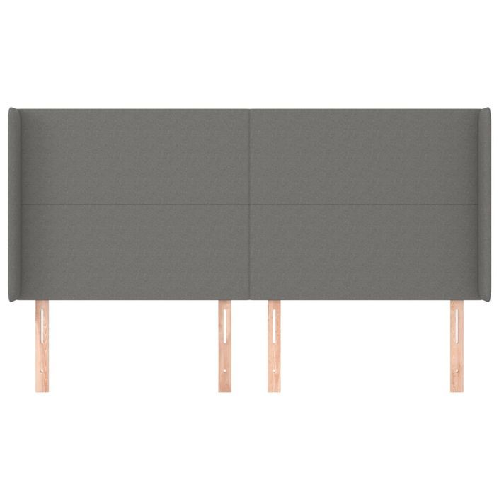 Tête de lit avec oreilles Gris foncé 163x16x118/128 cm Tissu - Photo n°3