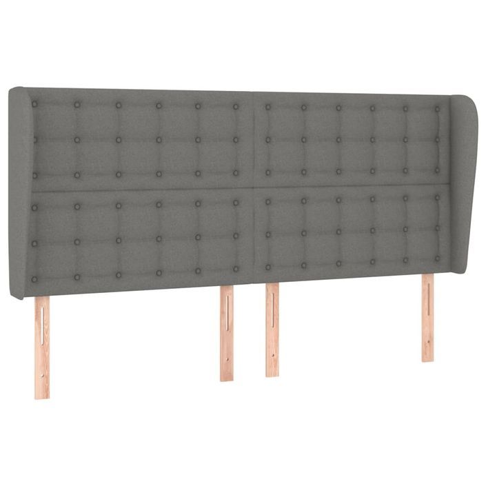 Tête de lit avec oreilles Gris foncé 163x23x118/128 cm Tissu - Photo n°2