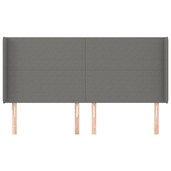 Tête de lit avec oreilles Gris foncé 183x16x118/128 cm Tissu - Photo n°3