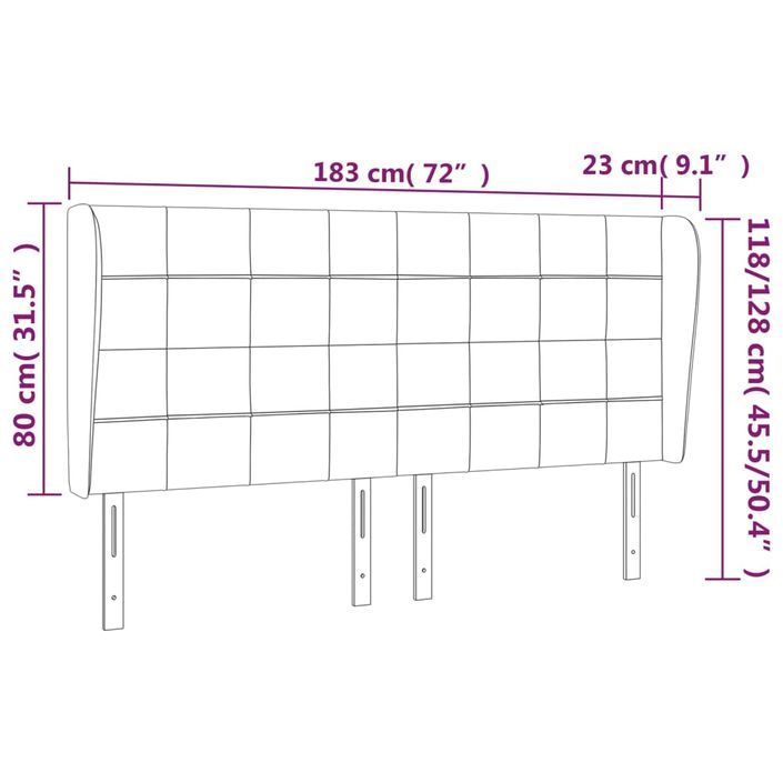 Tête de lit avec oreilles Gris foncé 183x23x118/128 cm Tissu - Photo n°9