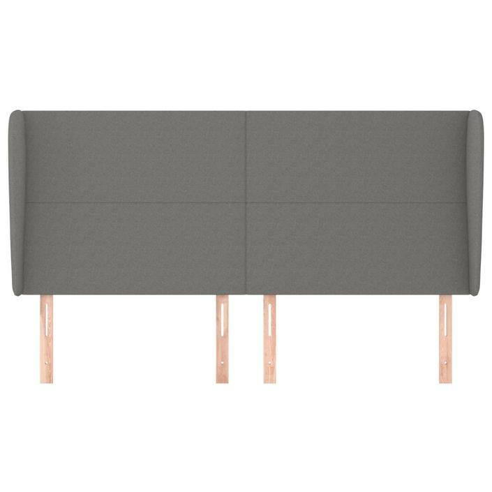 Tête de lit avec oreilles Gris foncé 203x23x118/128 cm Tissu - Photo n°3