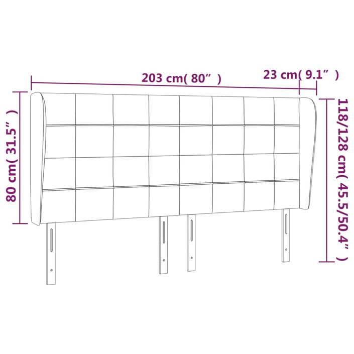 Tête de lit avec oreilles Gris foncé 203x23x118/128 cm Tissu - Photo n°9