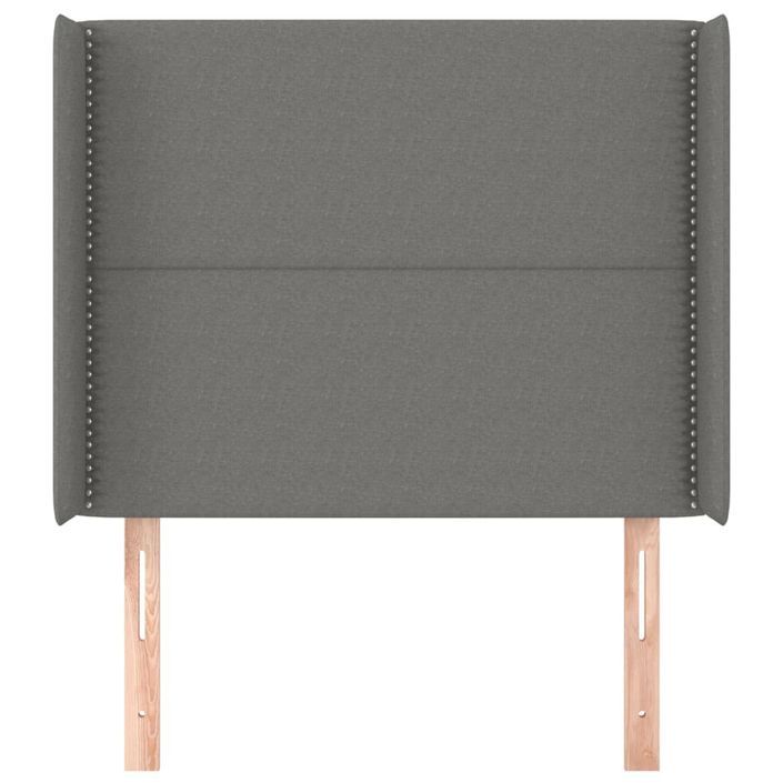 Tête de lit avec oreilles Gris foncé 83x16x118/128 cm Tissu - Photo n°3