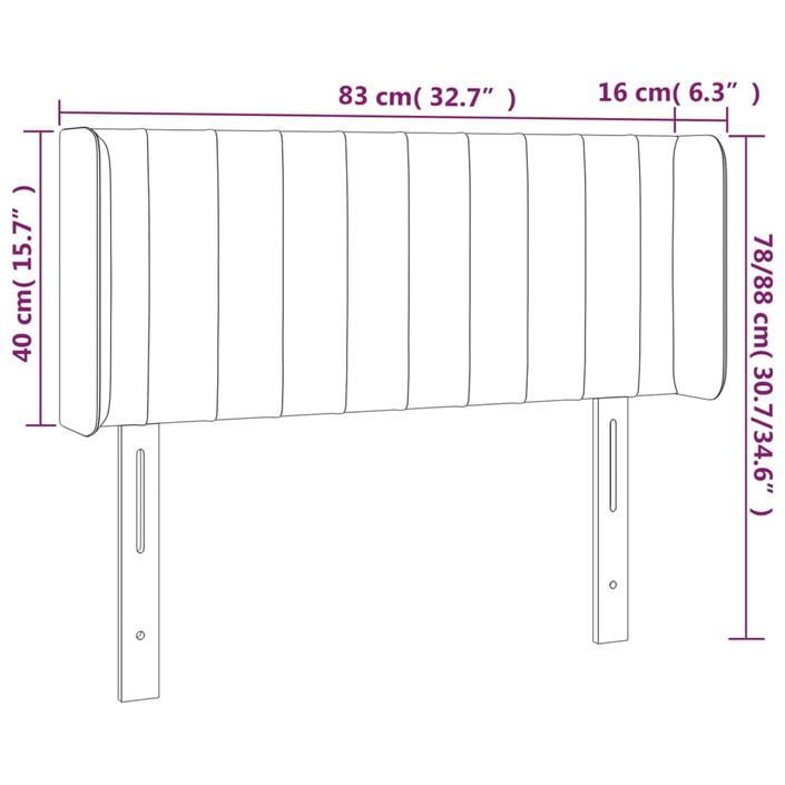 Tête de lit avec oreilles Gris foncé 83x16x78/88 cm Tissu - Photo n°9