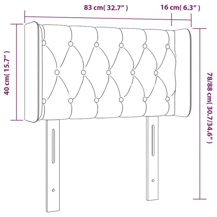 Tête de lit avec oreilles Gris foncé 83x16x78/88 cm Tissu - Photo n°9