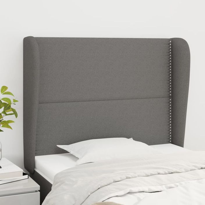 Tête de lit avec oreilles Gris foncé 83x23x118/128 cm Tissu - Photo n°1