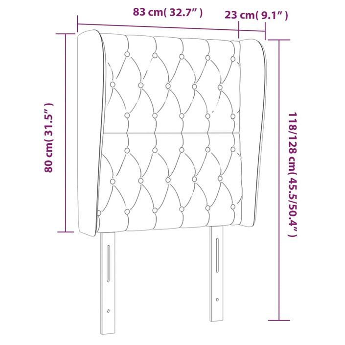 Tête de lit avec oreilles Gris foncé 83x23x118/128 cm Tissu - Photo n°9