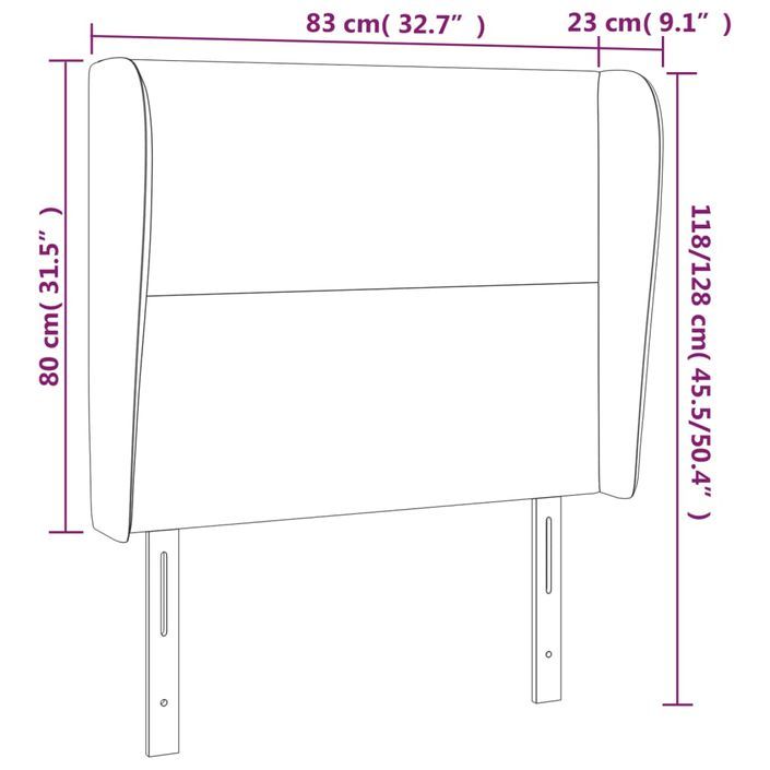 Tête de lit avec oreilles Gris foncé 83x23x118/128 cm Velours - Photo n°9