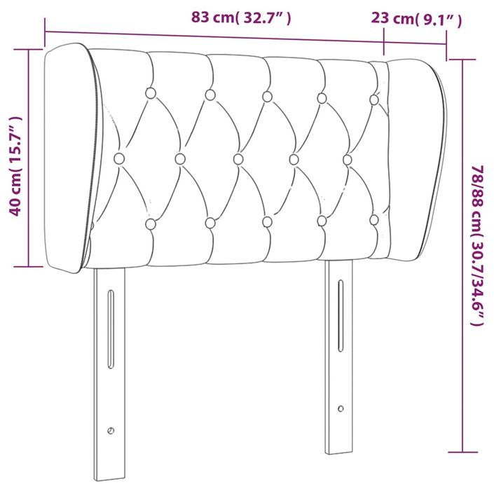 Tête de lit avec oreilles Gris foncé 83x23x78/88 cm Tissu - Photo n°9