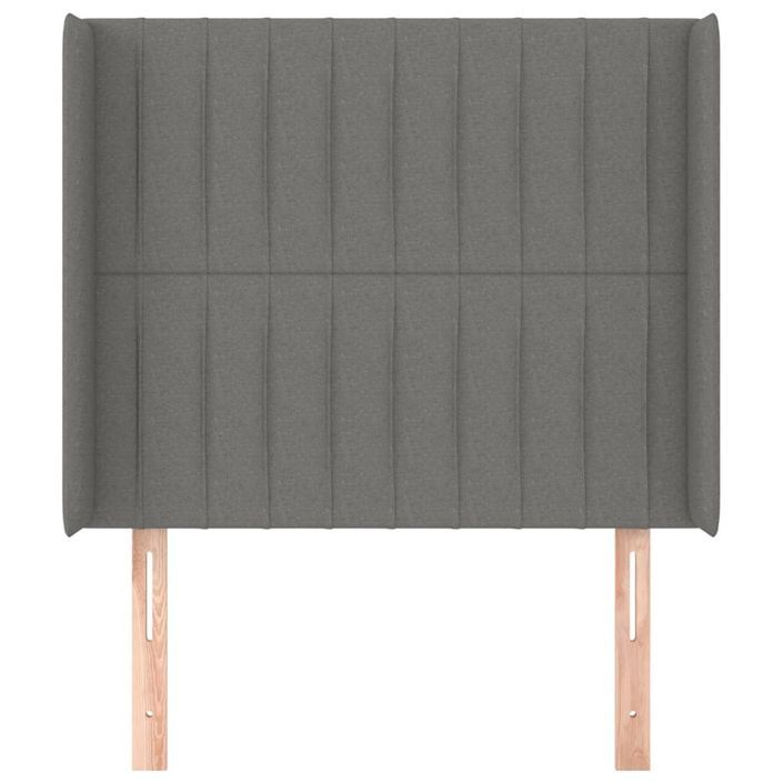 Tête de lit avec oreilles Gris foncé 93x16x118/128 cm Tissu - Photo n°3