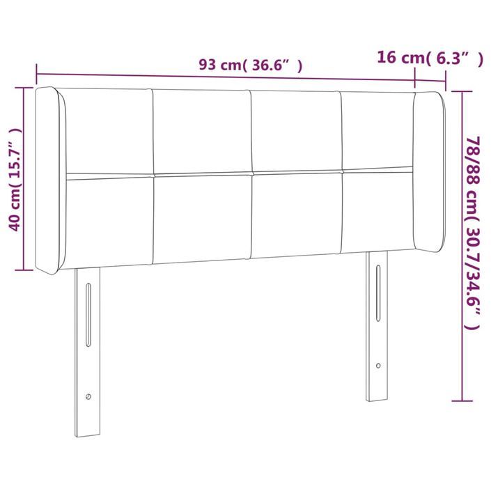 Tête de lit avec oreilles Gris foncé 93x16x78/88 cm Tissu - Photo n°9