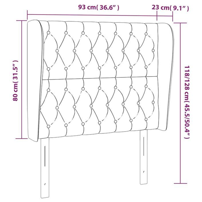 Tête de lit avec oreilles Gris foncé 93x23x118/128 cm Tissu - Photo n°9