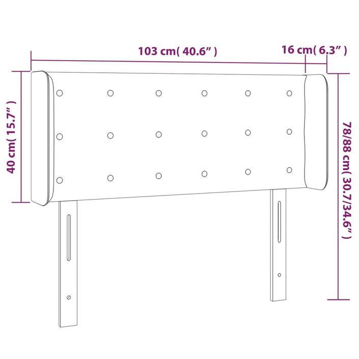 Tête de lit avec oreilles Marron Foncé 103x16x78/88 cm Tissu - Photo n°9