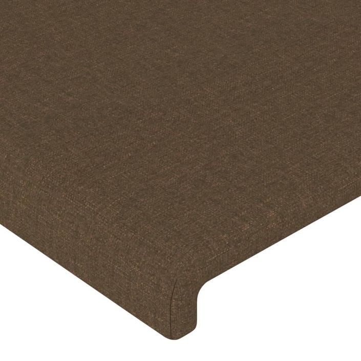 Tête de lit avec oreilles Marron foncé 103x23x118/128 cm Tissu - Photo n°5