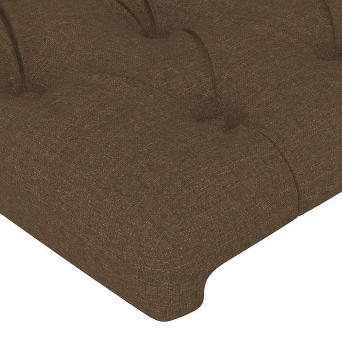 Tête de lit avec oreilles Marron foncé 103x23x118/128 cm Tissu - Photo n°5