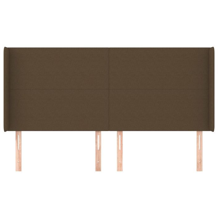 Tête de lit avec oreilles Marron foncé 163x16x118/128 cm Tissu - Photo n°3