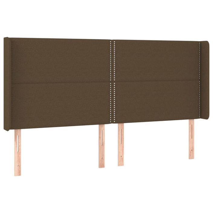 Tête de lit avec oreilles Marron foncé 163x16x118/128 cm Tissu - Photo n°2