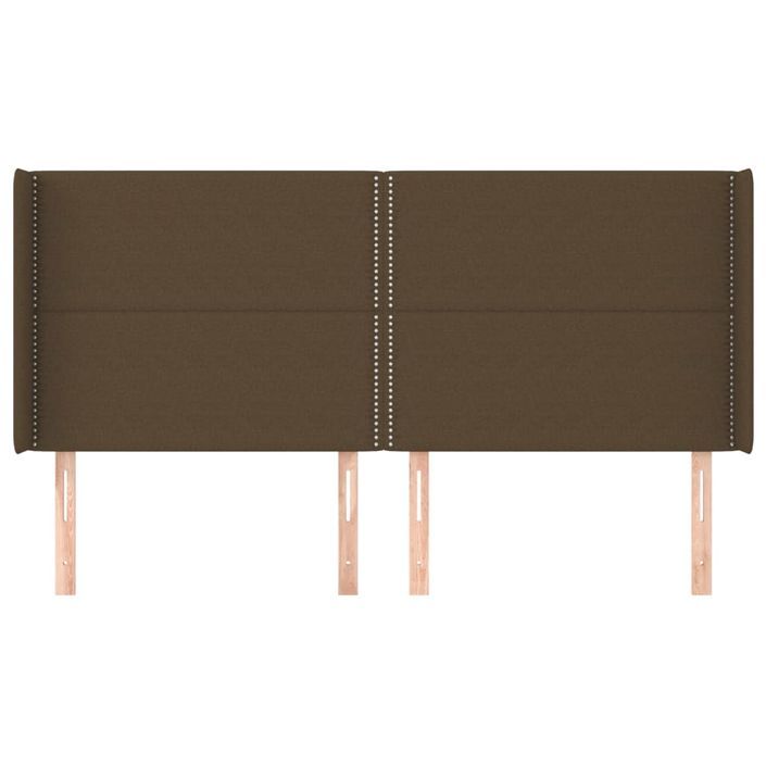 Tête de lit avec oreilles Marron foncé 163x16x118/128 cm Tissu - Photo n°3