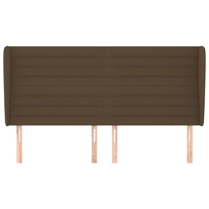 Tête de lit avec oreilles Marron foncé 163x23x118/128 cm Tissu - Photo n°3