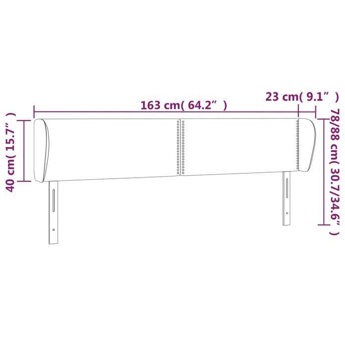 Tête de lit avec oreilles Marron foncé 163x23x78/88 cm Tissu - Photo n°9