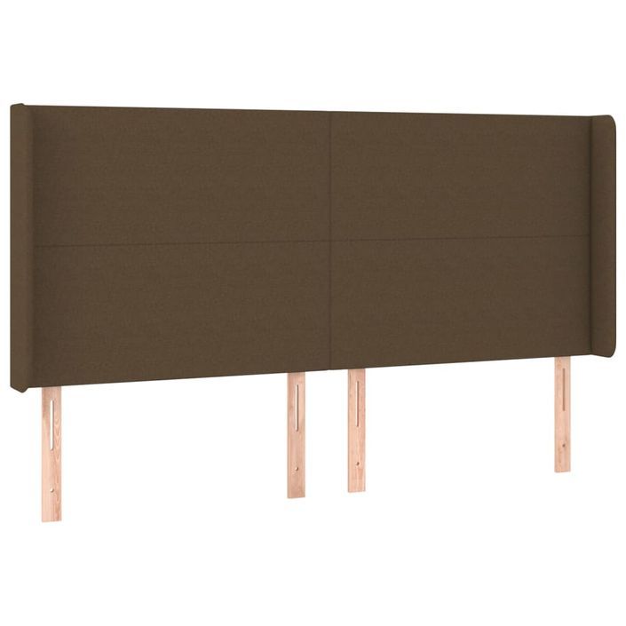 Tête de lit avec oreilles Marron foncé 203x16x118/128 cm Tissu - Photo n°2