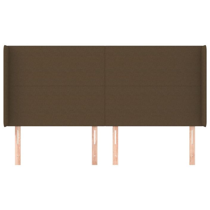 Tête de lit avec oreilles Marron foncé 203x16x118/128 cm Tissu - Photo n°3