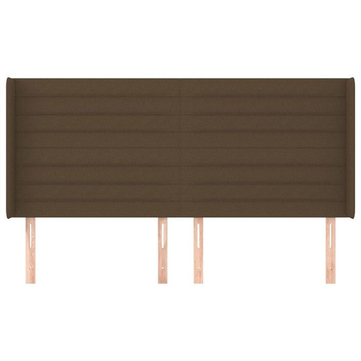 Tête de lit avec oreilles Marron foncé 203x16x118/128 cm Tissu - Photo n°3