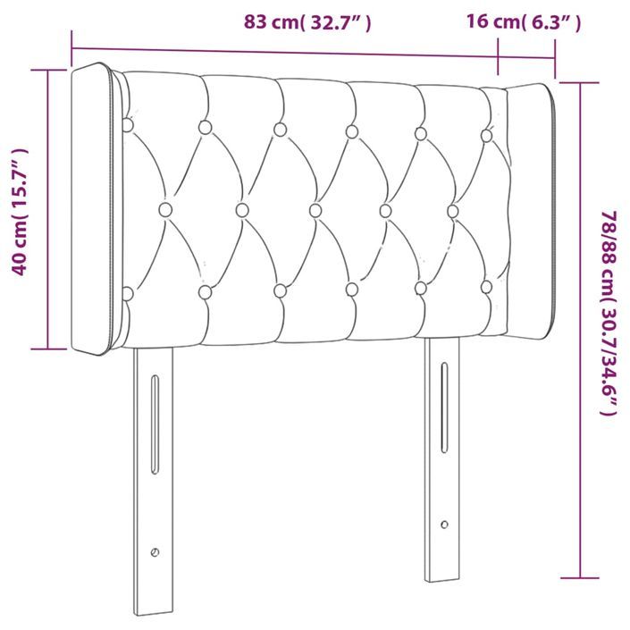 Tête de lit avec oreilles Marron Foncé 83x16x78/88 cm Tissu - Photo n°9