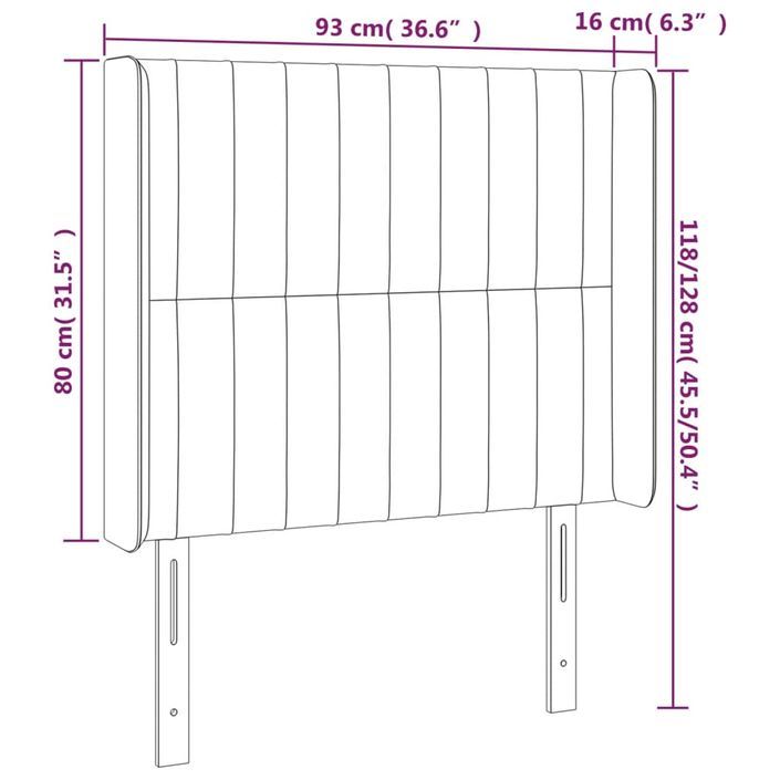 Tête de lit avec oreilles Marron foncé 93x16x118/128 cm Tissu - Photo n°9