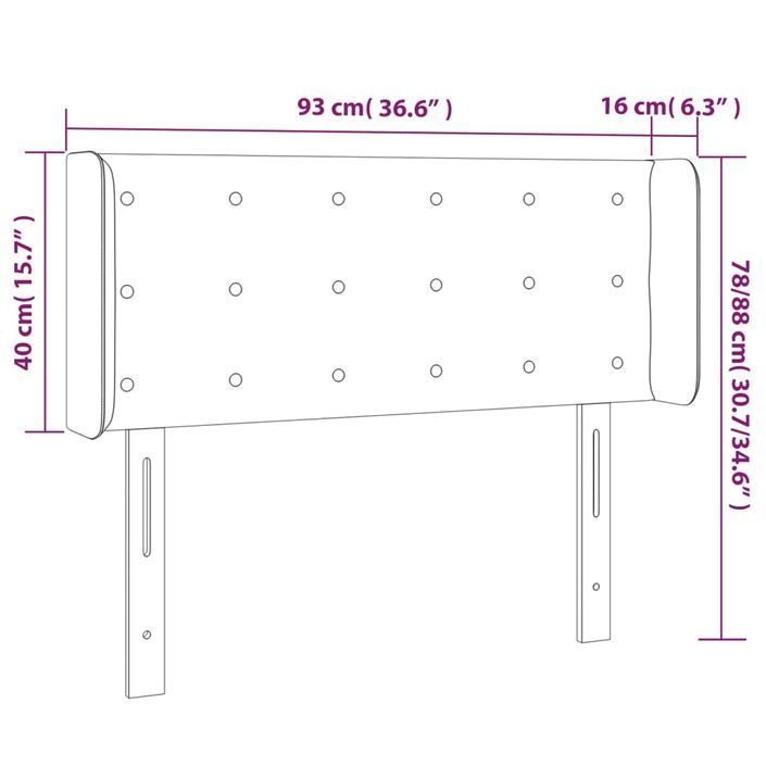 Tête de lit avec oreilles Marron Foncé 93x16x78/88 cm Tissu - Photo n°9