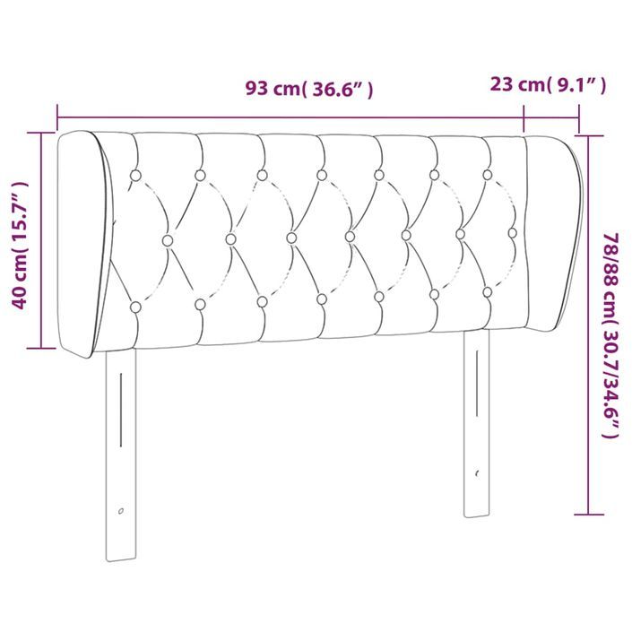 Tête de lit avec oreilles Marron foncé 93x23x78/88 cm Tissu - Photo n°9