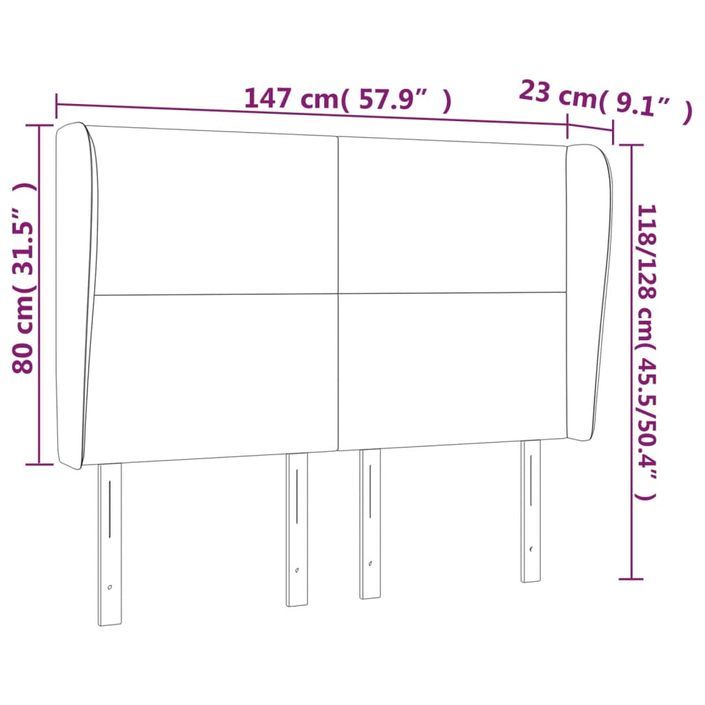 Tête de lit avec oreilles Noir 147x23x118/128 cm Similicuir - Photo n°9