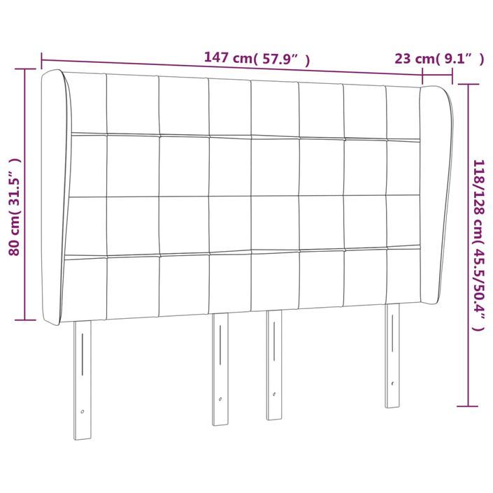 Tête de lit avec oreilles Noir 147x23x118/128 cm Tissu - Photo n°9