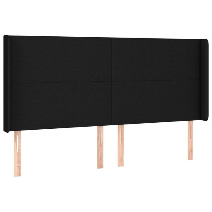 Tête de lit avec oreilles Noir 163x16x118/128 cm Tissu - Photo n°2