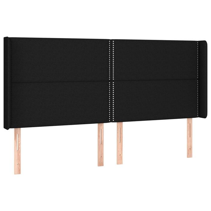 Tête de lit avec oreilles Noir 163x16x118/128 cm Tissu - Photo n°2