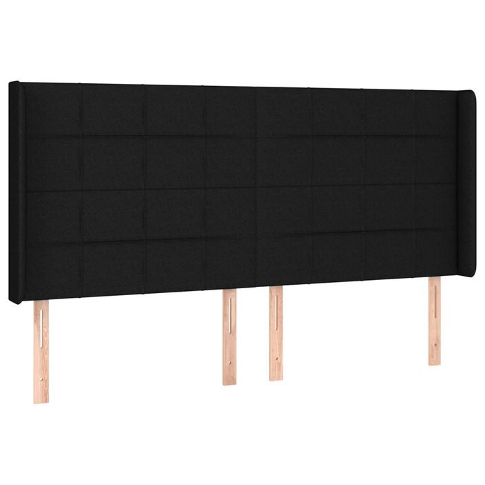 Tête de lit avec oreilles Noir 163x16x118/128 cm Tissu - Photo n°2