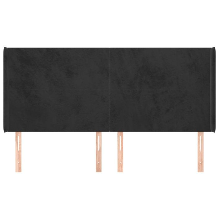 Tête de lit avec oreilles Noir 163x16x118/128 cm Velours - Photo n°3