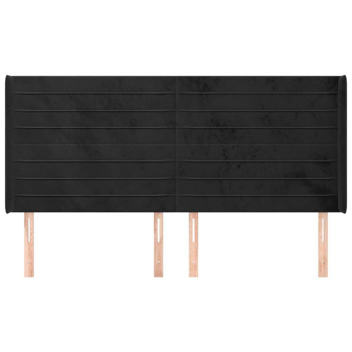 Tête de lit avec oreilles Noir 163x16x118/128 cm Velours - Photo n°3