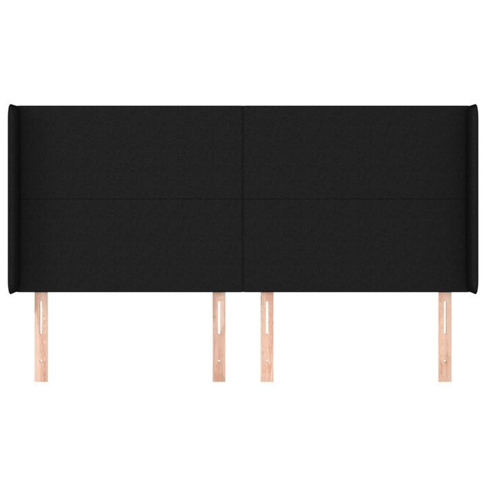 Tête de lit avec oreilles Noir 203x16x118/128 cm Tissu - Photo n°3