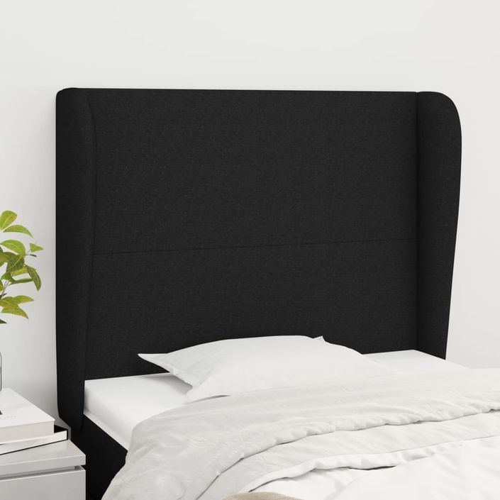 Tête de lit avec oreilles Noir 83x23x118/128 cm Tissu - Photo n°1