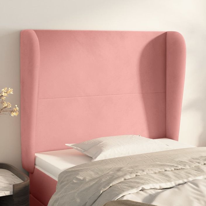 Tête de lit avec oreilles Rose 103x23x118/128 cm Velours - Photo n°1